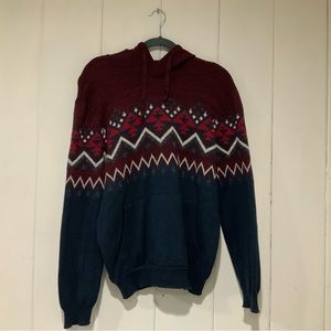 American Eagle Red/Blue Hooded Aztec Tribal Sweatshirt, size - medium
